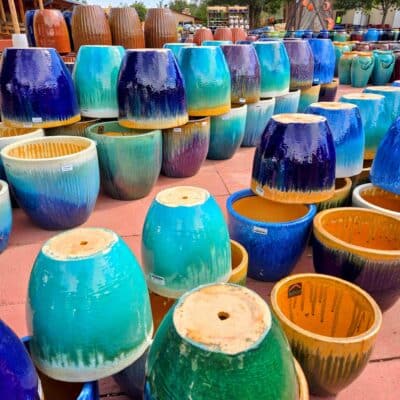 colorful pots lots