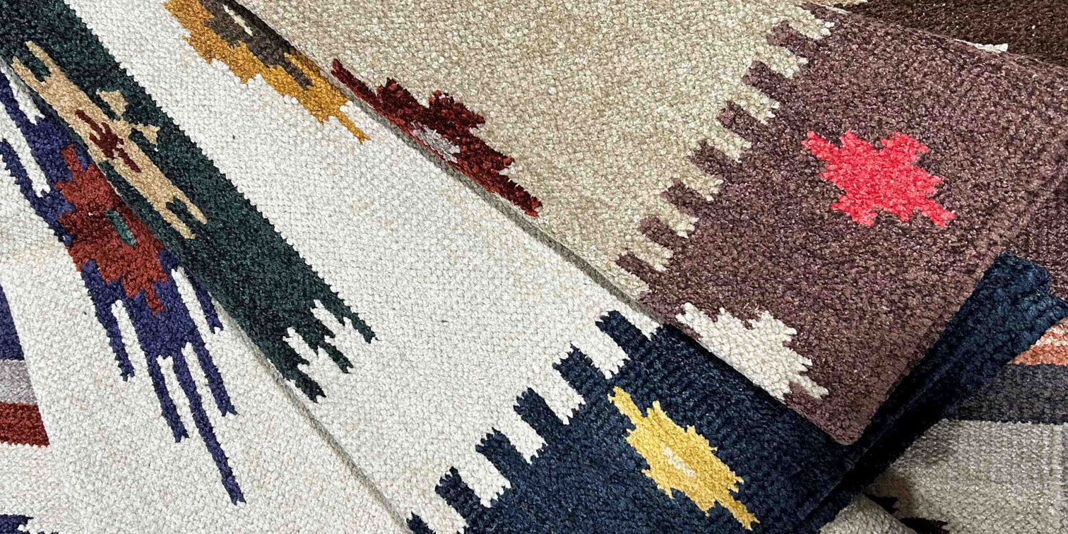 Bright colorful & inexpensive handwoven chenille rugs from India